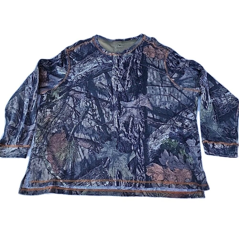 VTG 90s Mossy Oak Camo Hunting Camping Shirt Mens Sz3XL Camouflage Long Sleeve